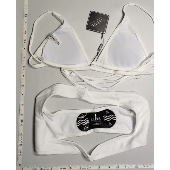 NWT ZAFUL Medium Triangle White bikini set - Picture 3 of 6